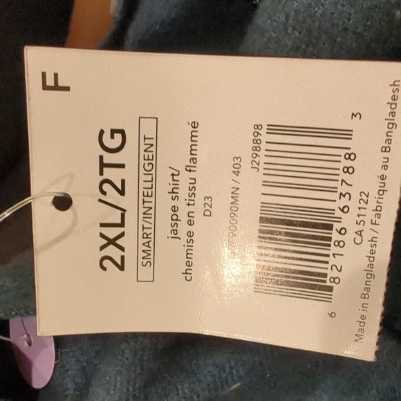 Men's flannel button up teal Jaspe cotton Shirt,  men's Size 2XL NWT - Picture 6 of 10